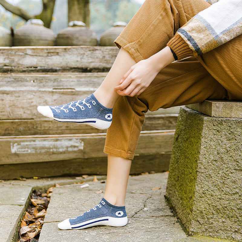 Chaussettes sneakers respirantes en coton peigné