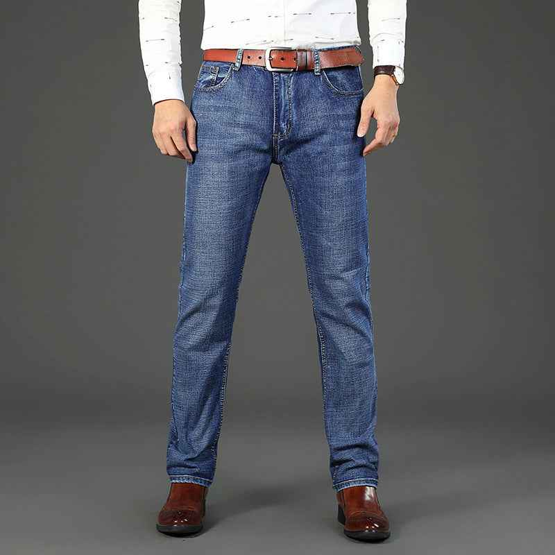 Jean en denim délavé pour hommes, coupe slim et confortable