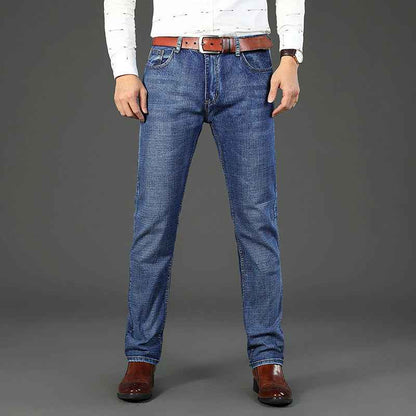 Jean en denim délavé pour hommes, coupe slim et confortable