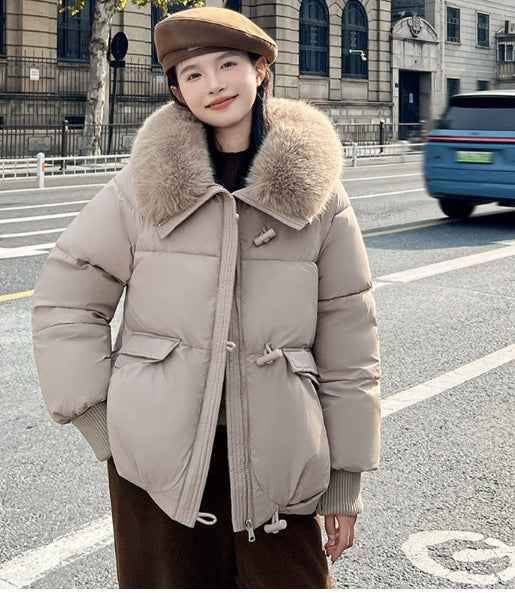 Veste en duvet pour femme , col en fourrure , vêtement d'hiver