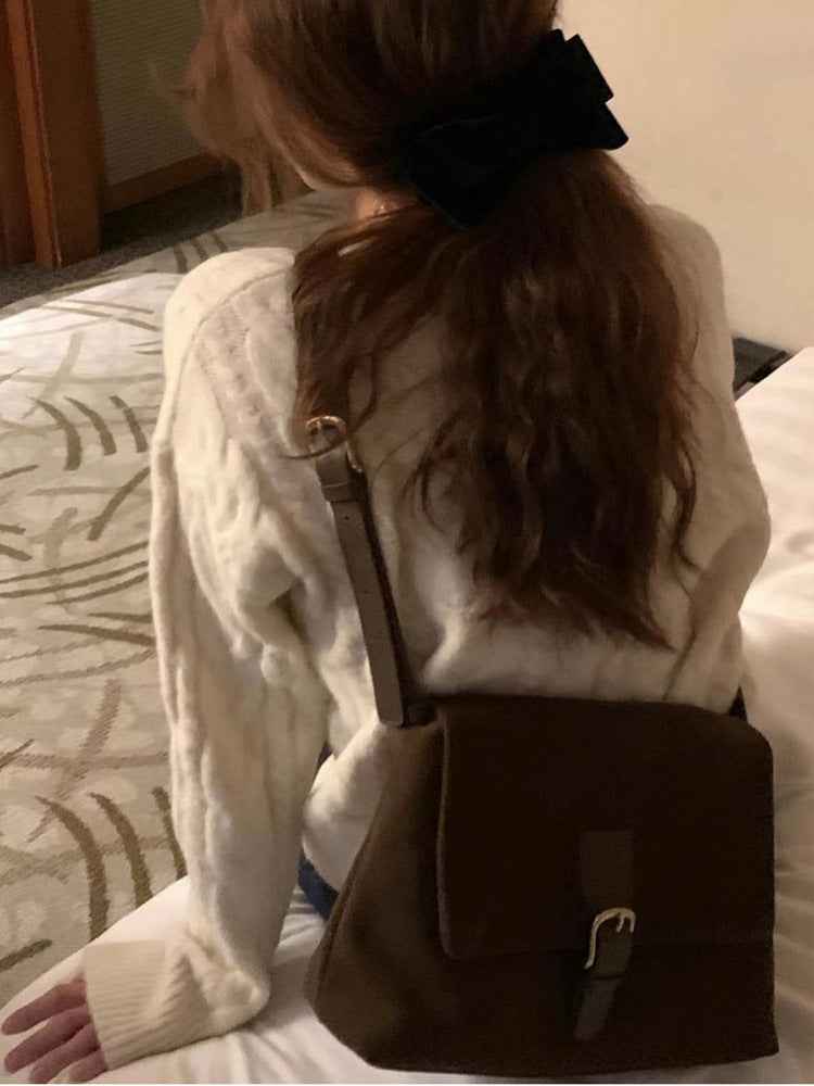 Sac Vintage en Daim à Épaule Unique et Sous le Bras Tout Usage Décontracté