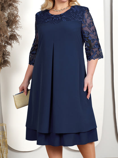 Embroidered Patchwork Midi Dress
