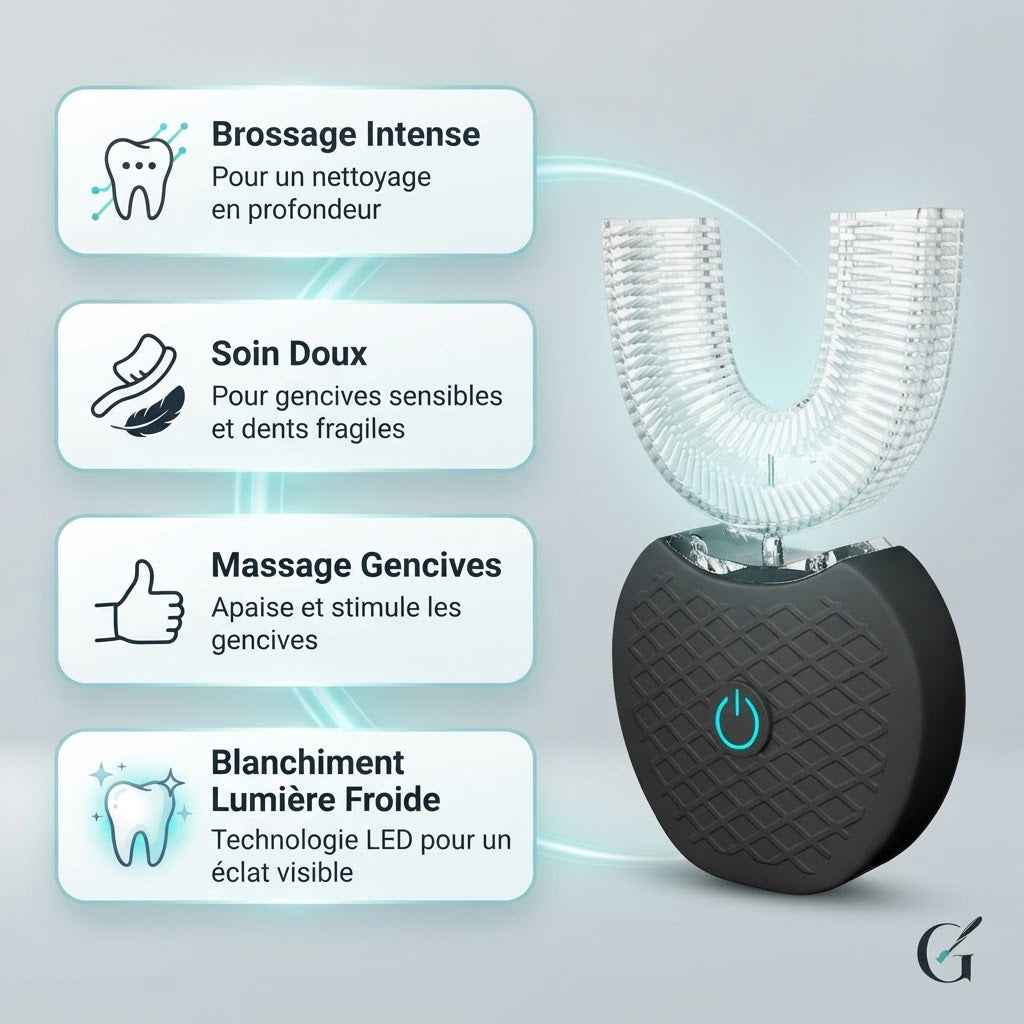 Brosse à dents électrique U-Brush 360° – Blancheur & Soin Intelligent