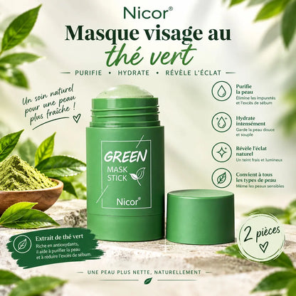 Duo de Masques Visage en Stick Nicor – Green & Eggplant | Soin Purifiant et Éclat