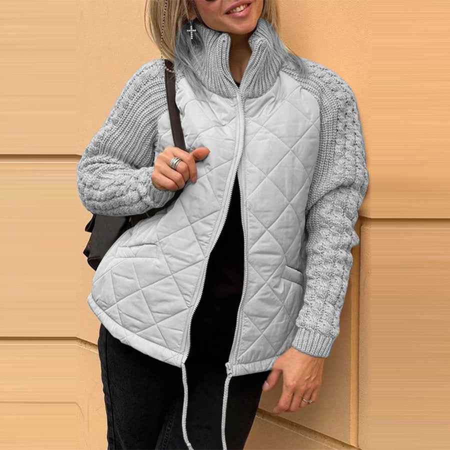 Veste à Col Montant matelassée , Zippée et Chaude
