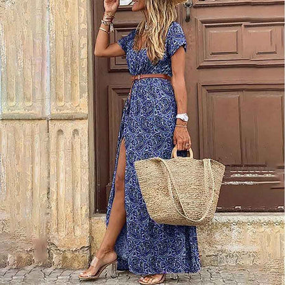 Robe à fleurs à col en V  pour femmes