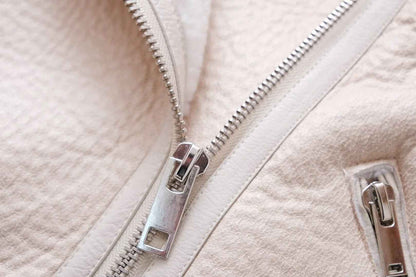 Veste Cuir PU en fourrure d'agneau intégrée