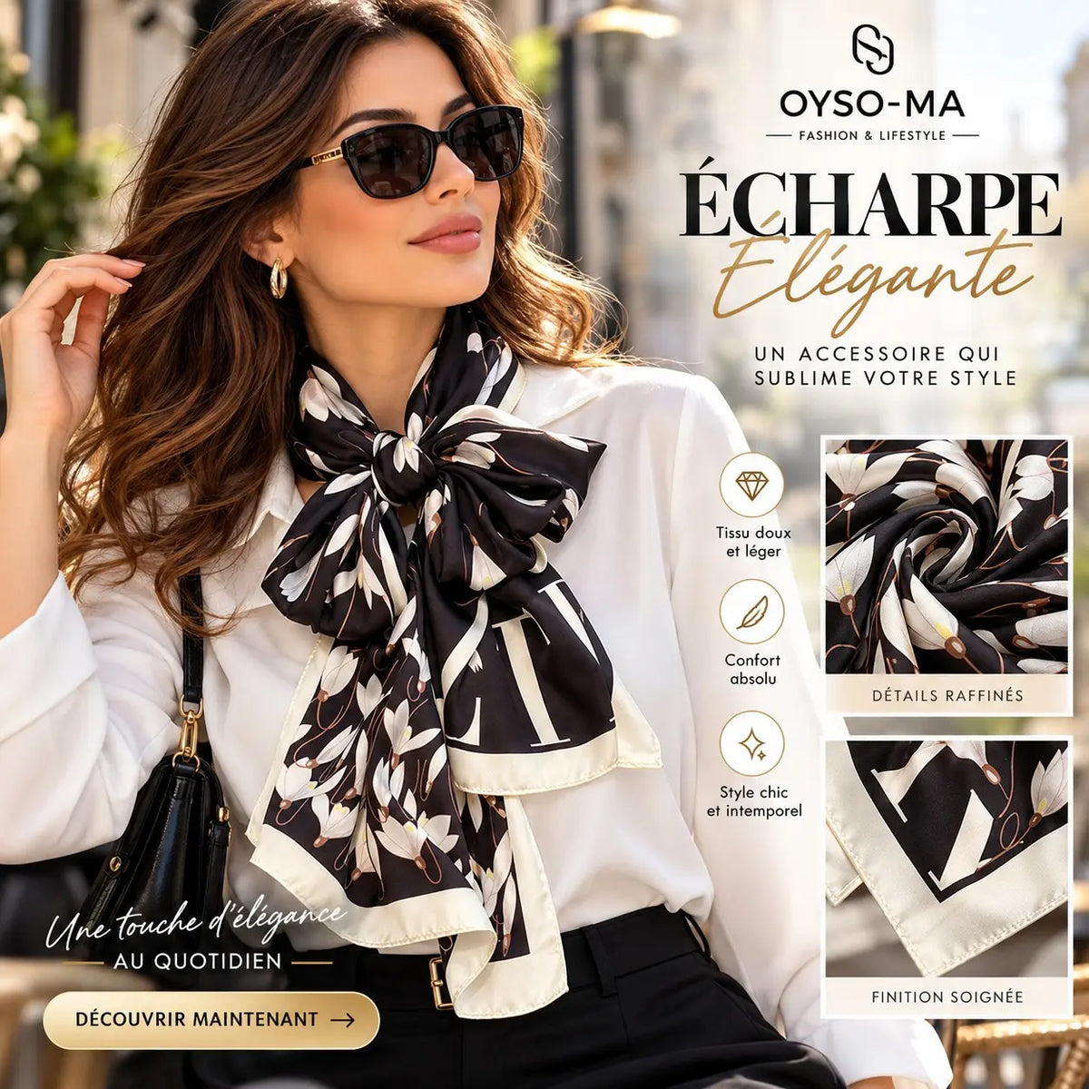 Écharpe décorative chaude à fleurs pour mode extérieure