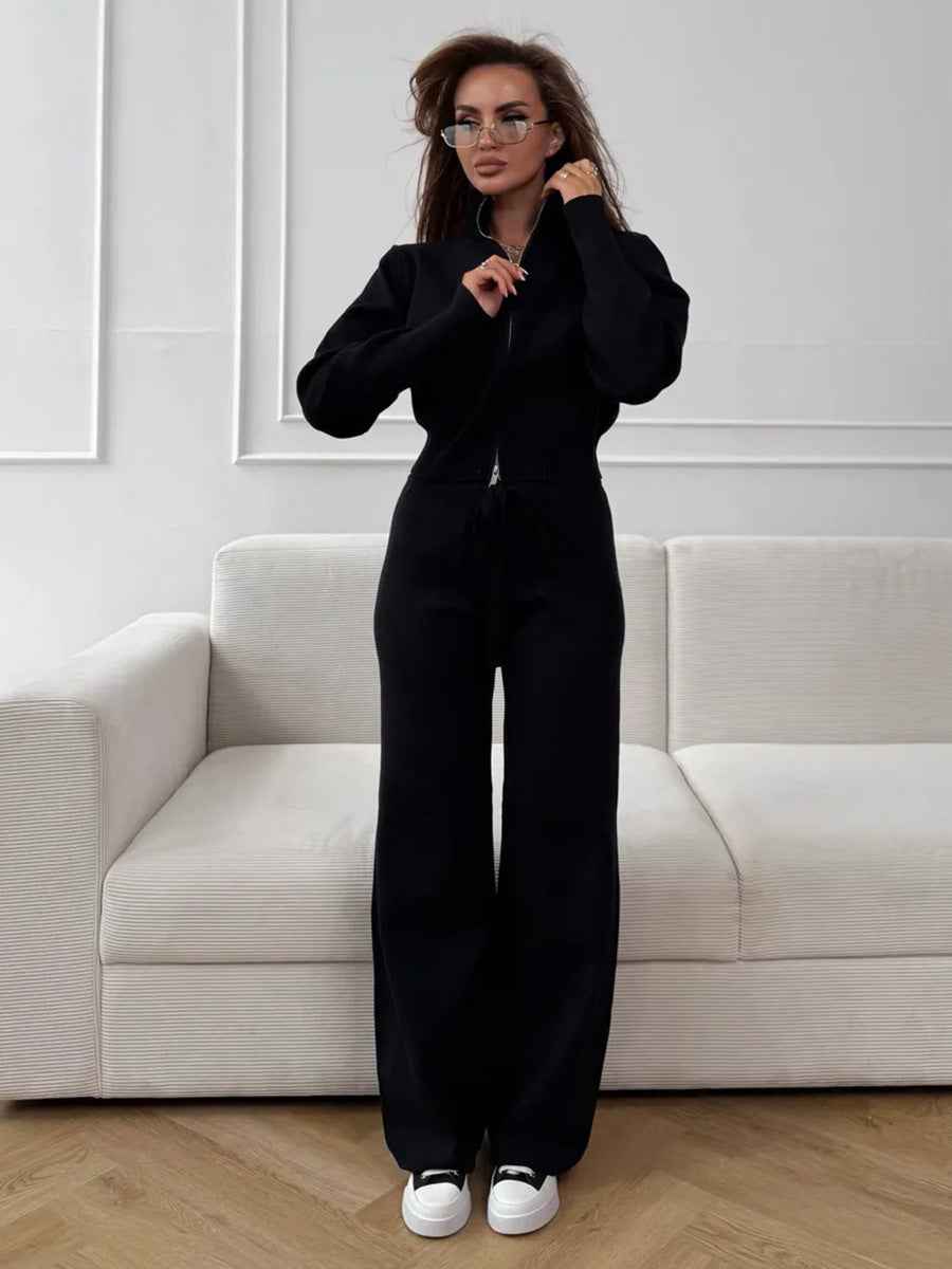 Ensemble à fermeture éclair en tricot au style temperament - Oyso - ma