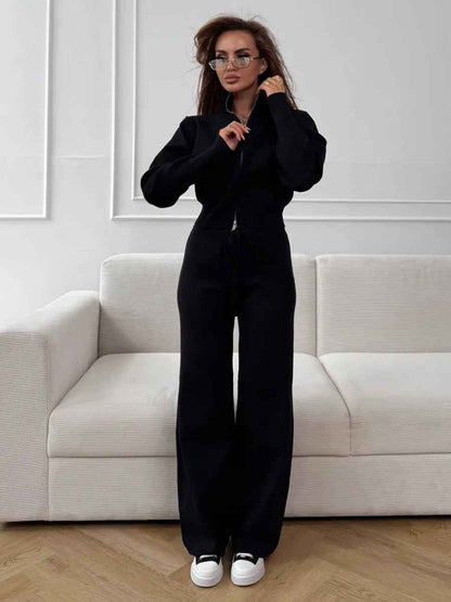 Ensemble à fermeture éclair en tricot au style temperament - Oyso - ma