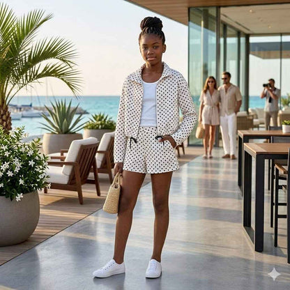 Ensemble Veste Décontractée à Pois avec Shorts - Oyso - ma
