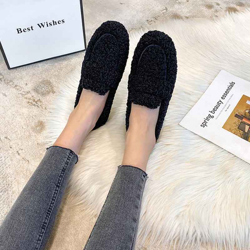 Mocassins Plates en Peluche d'Hiver , pour Femmes