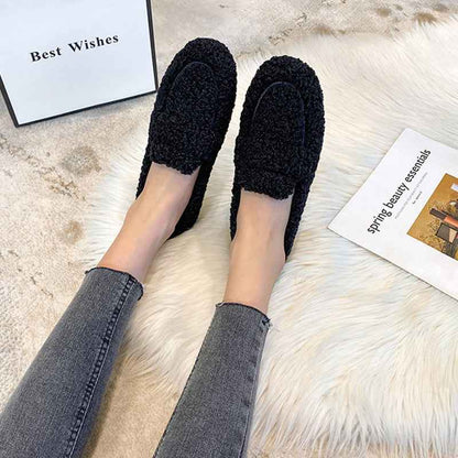 Mocassins Plates en Peluche d'Hiver , pour Femmes