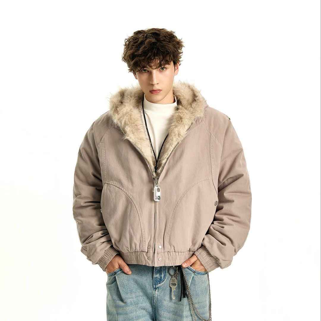 Manteau épais à capuche, chaud et ample, en fourrure