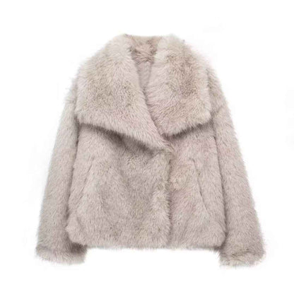 Veste d'hiver en peluche , décontracté à manches longues pour femmes