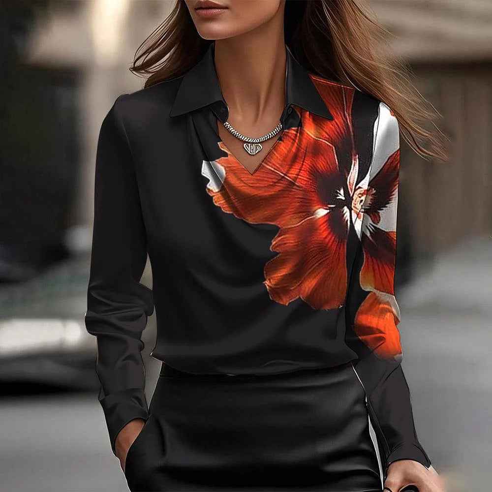 Top Chemise femme en satin uni à col drapé
