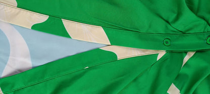 Robe blouse imprimé pour femmes avec col à revers, manches courtes et taille haute