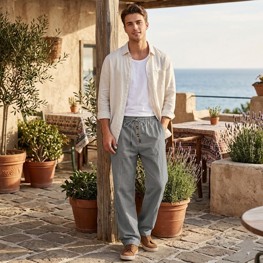 Pantalon homme respirant coupe ample décontractée