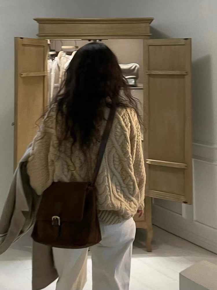 Sac Vintage en Daim à Épaule Unique et Sous le Bras Tout Usage Décontracté