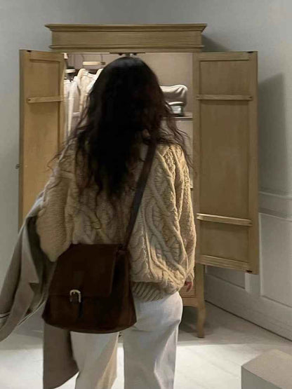 Sac Vintage en Daim à Épaule Unique et Sous le Bras Tout Usage Décontracté