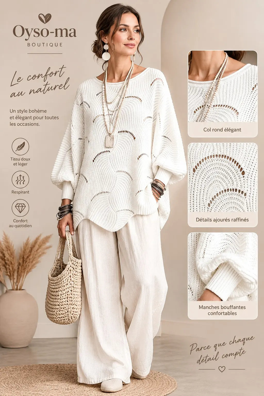 Pull Bohème Chic en Maille Ajourée
