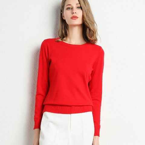 Nouveau pull femme pull en tricot col rond chemisier basique