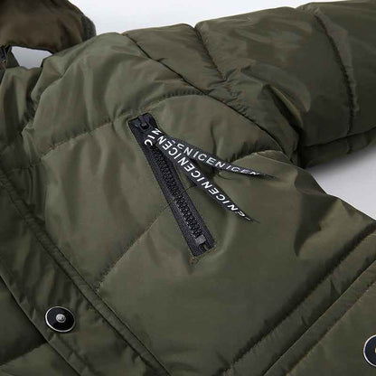 Veste rembourrée en coton chaud pour garçons avec grand col en fourrure