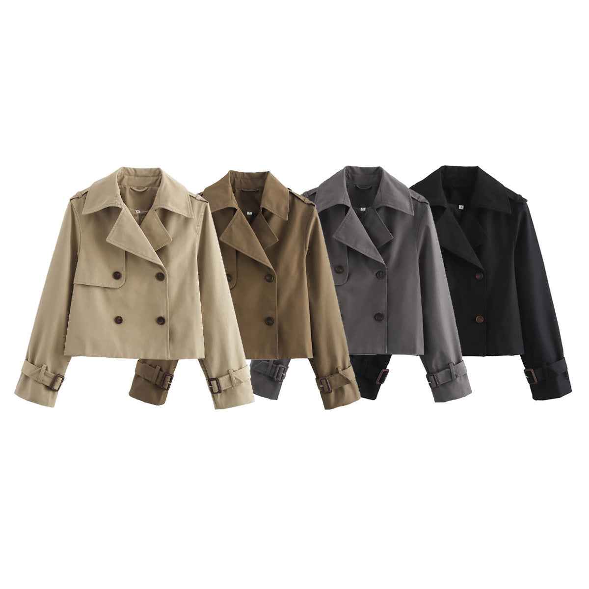 Manteau court polyvalent à double boutonnage et col à revers