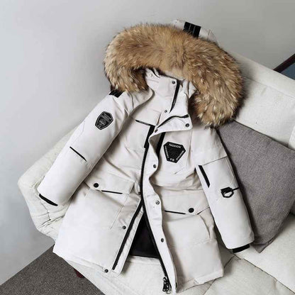 Doudoune pour enfants Garçons mi-longue épaissie Manteau à col en fourrure