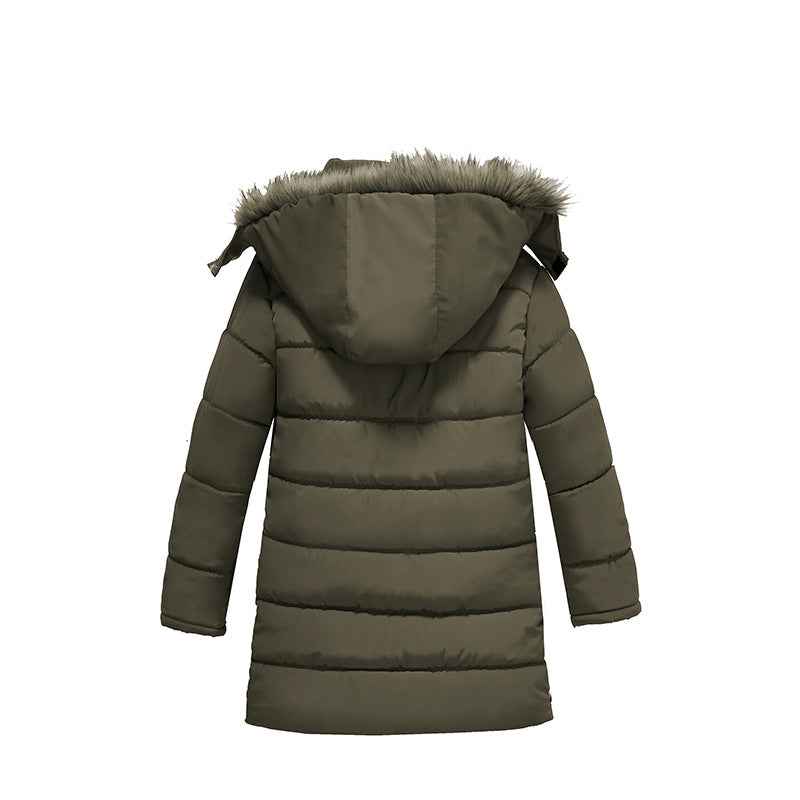 Veste rembourrée en coton chaud pour garçons avec grand col en fourrure