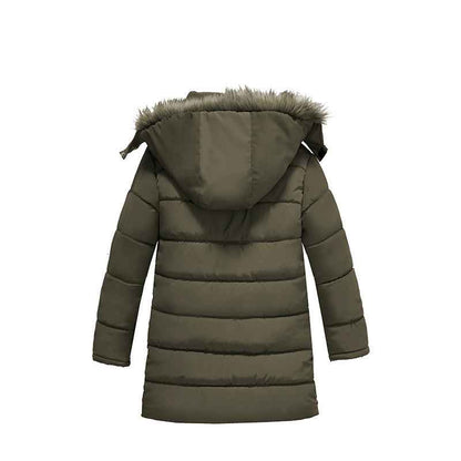 Veste rembourrée en coton chaud pour garçons avec grand col en fourrure