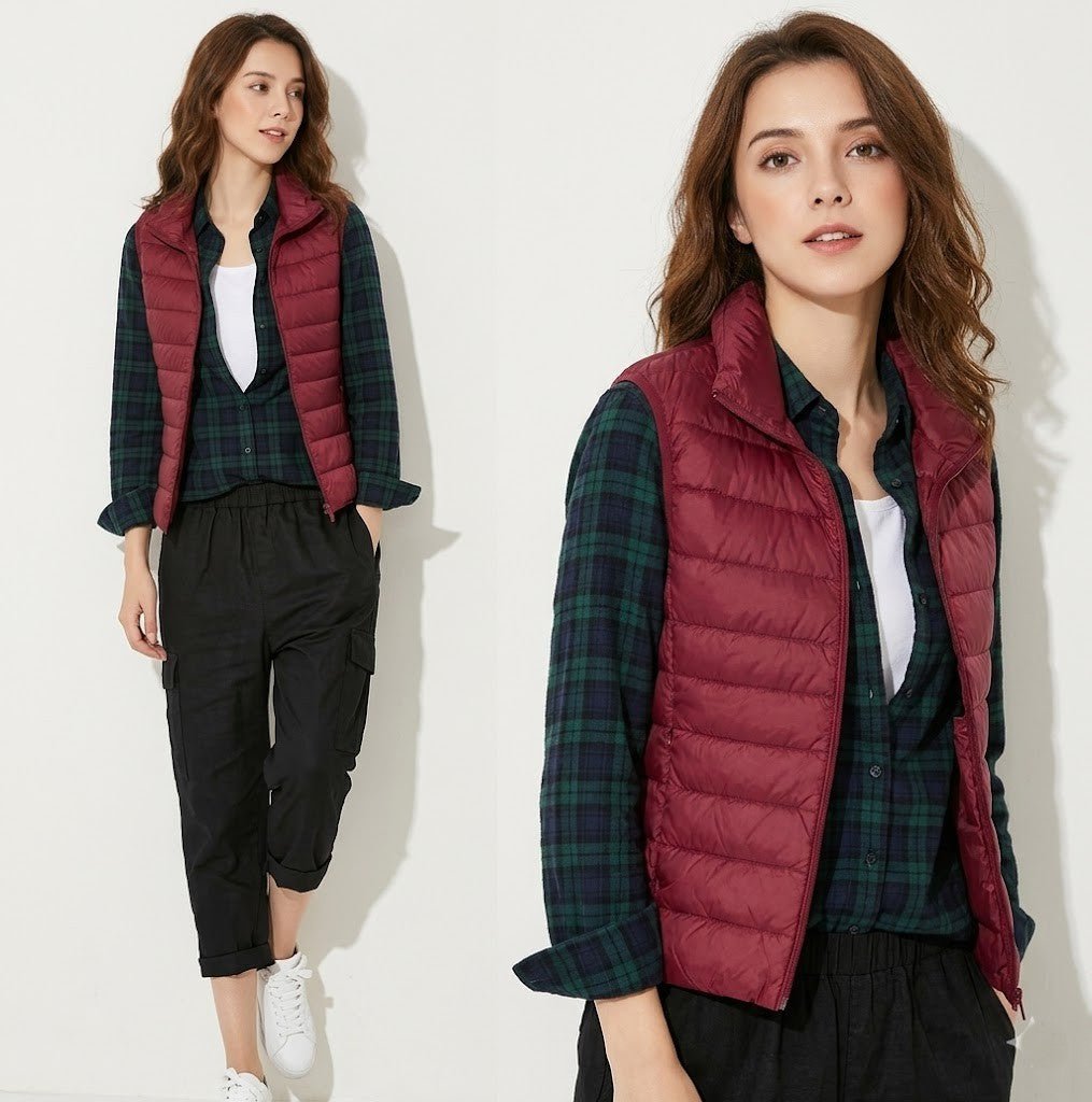 Gilet léger en duvet pour femmes , col montant court slim - Oyso - ma