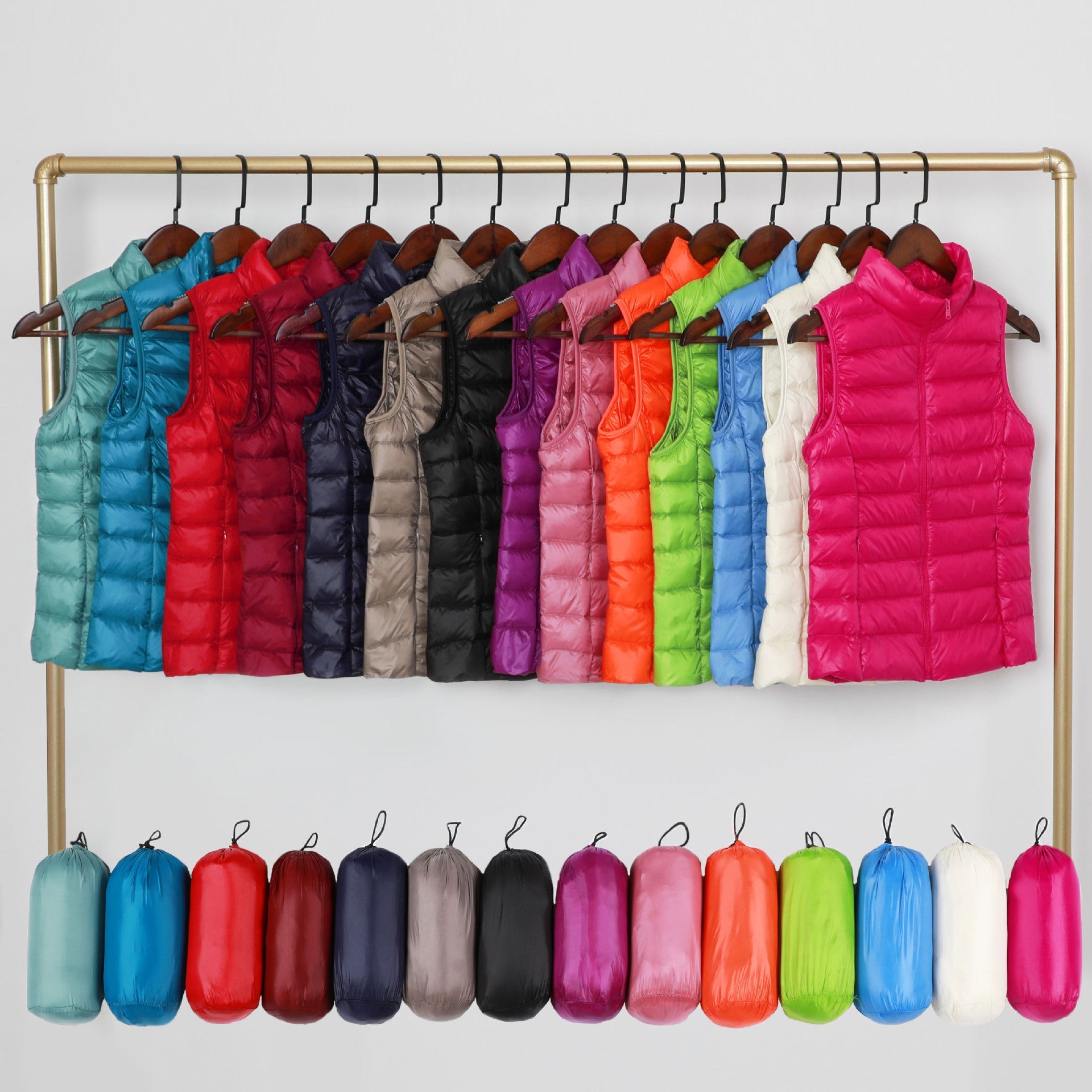 Gilet léger en duvet pour femmes , col montant court slim - Oyso - ma