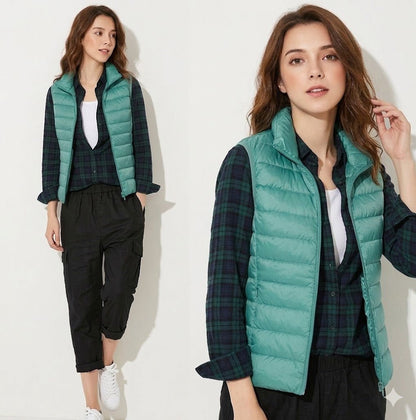 Gilet léger en duvet pour femmes , col montant court slim - Oyso - ma