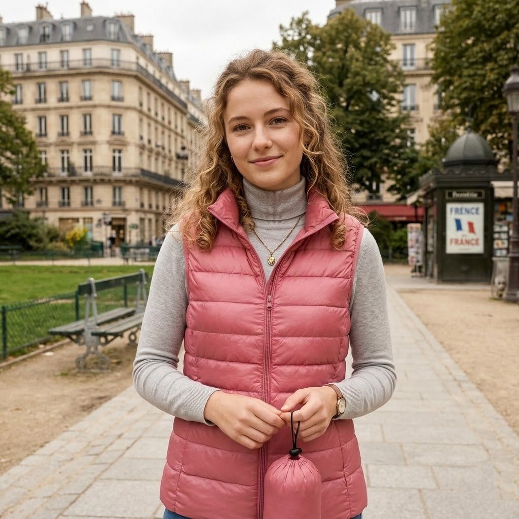 Gilet léger en duvet pour femmes , col montant court slim - Oyso - ma