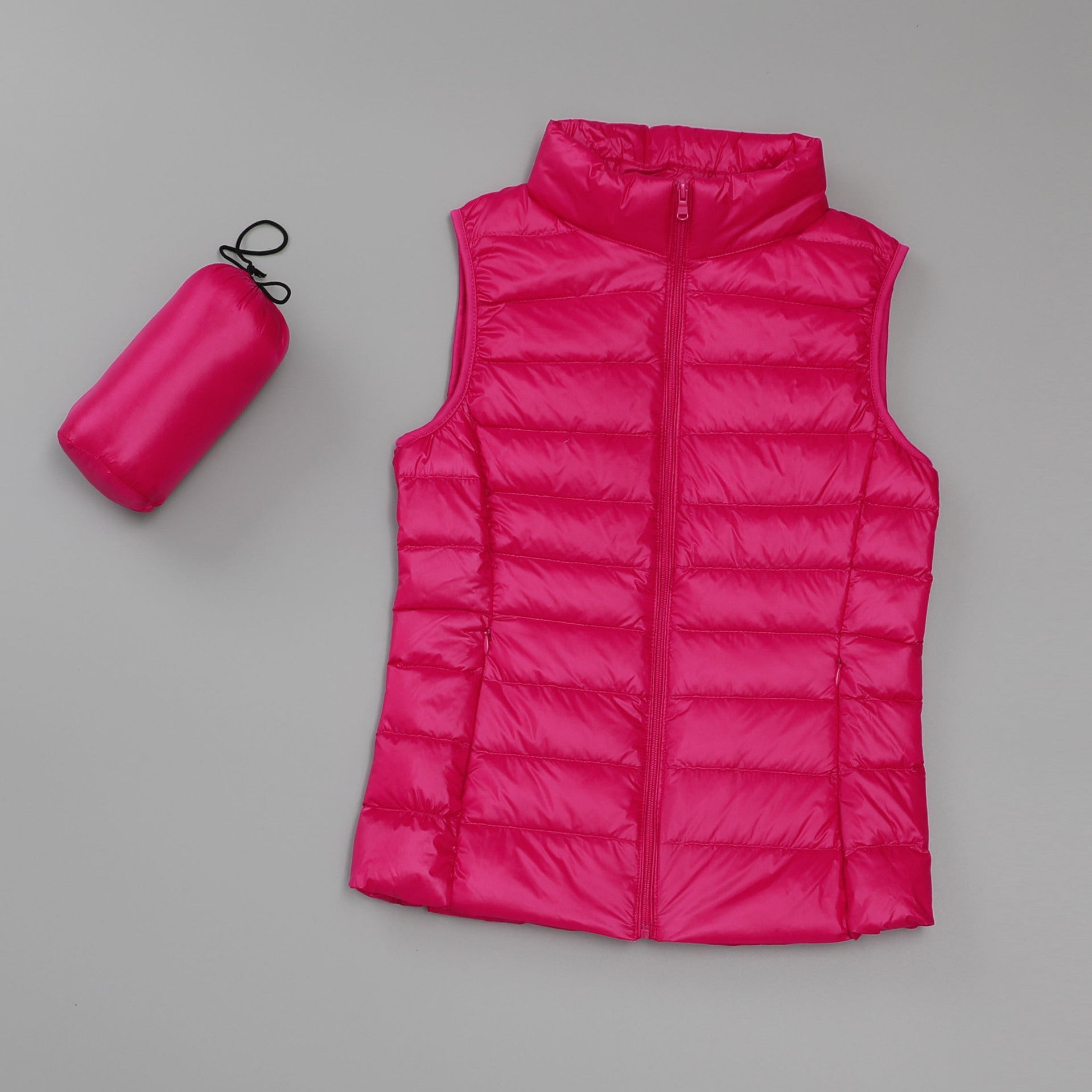 Gilet léger en duvet pour femmes , col montant court slim - Oyso - ma