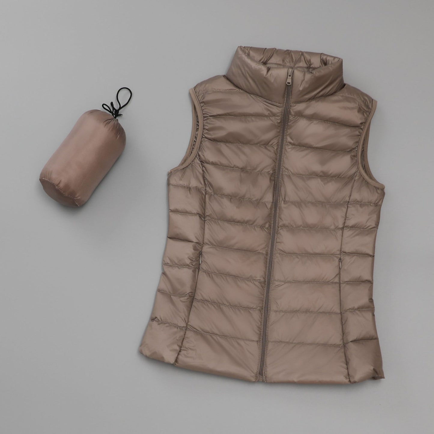 Gilet léger en duvet pour femmes , col montant court slim - Oyso - ma