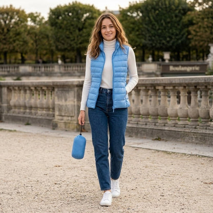Gilet léger en duvet pour femmes , col montant court slim - Oyso - ma