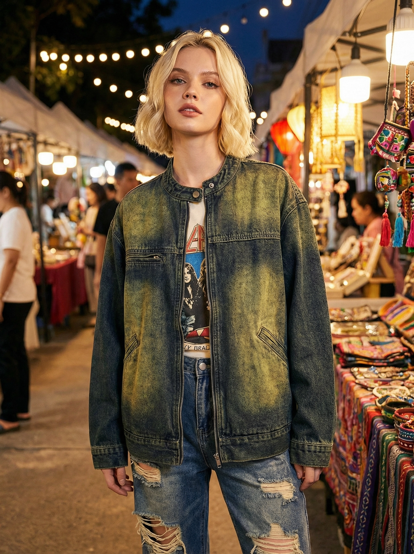 Veste en denim style rétro