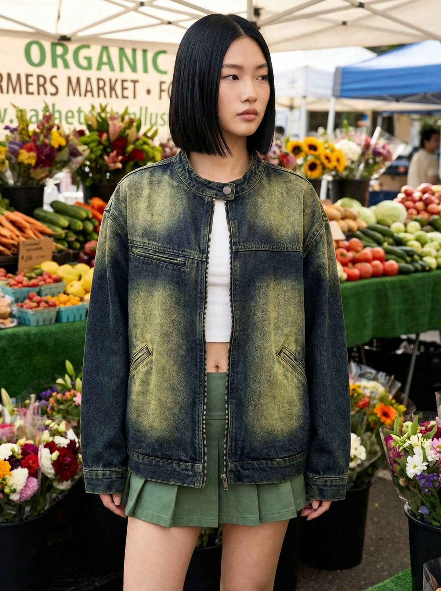 Veste en denim style rétro