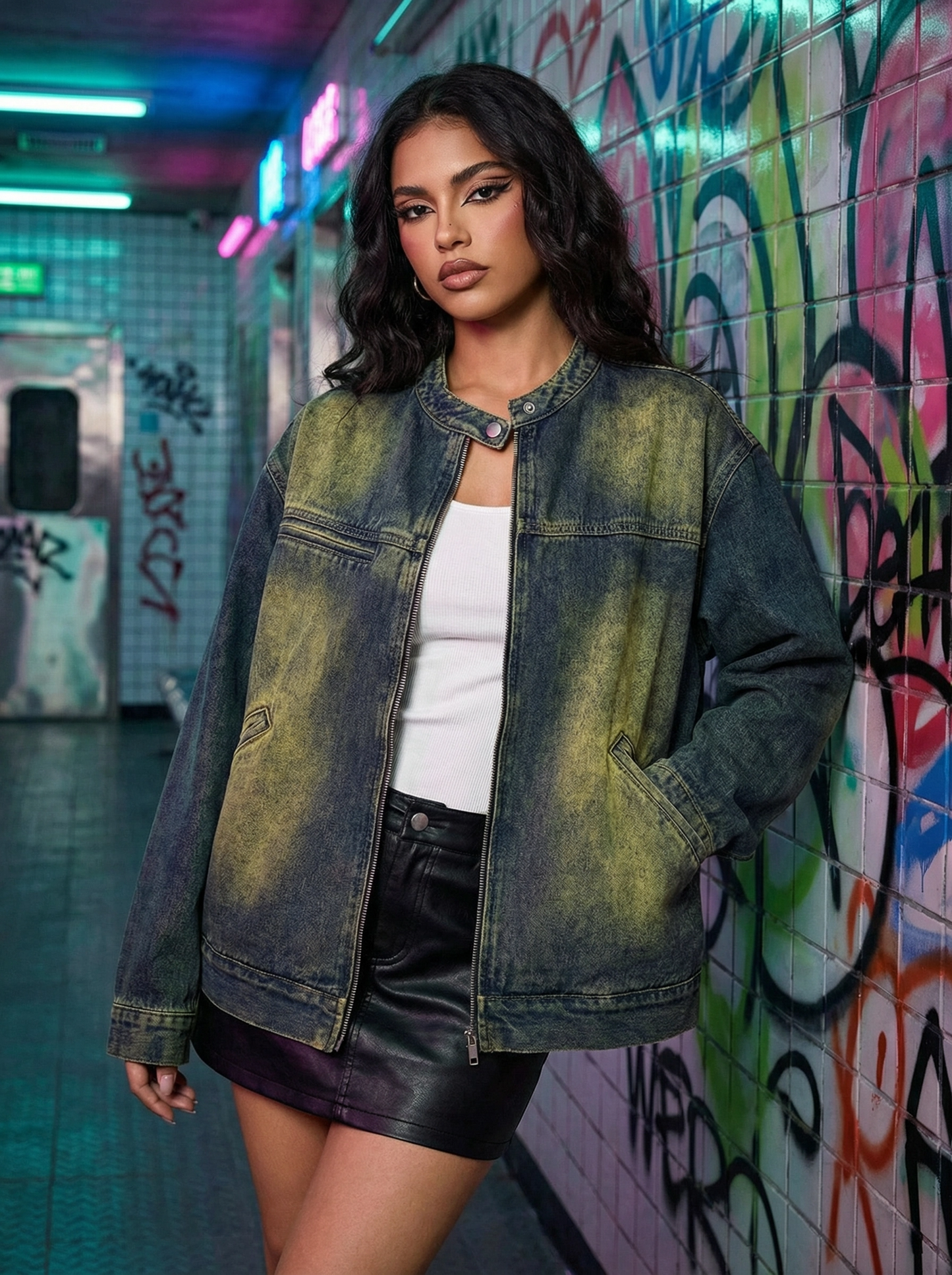 Veste en denim style rétro