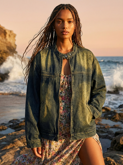 Veste en denim style rétro