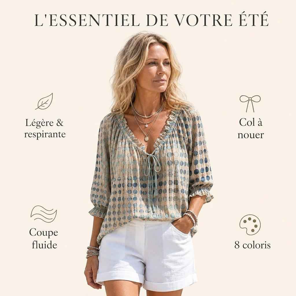Chemise imprimée décontractée style ethnique à pois