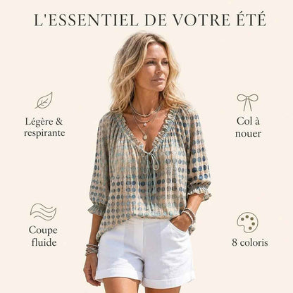 Chemise imprimée décontractée style ethnique à pois