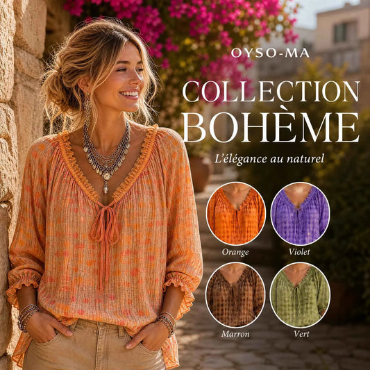Chemise imprimée décontractée style ethnique à pois