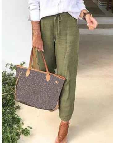 Pantalon décontracté en coton et lin pour femmes - Oyso - ma