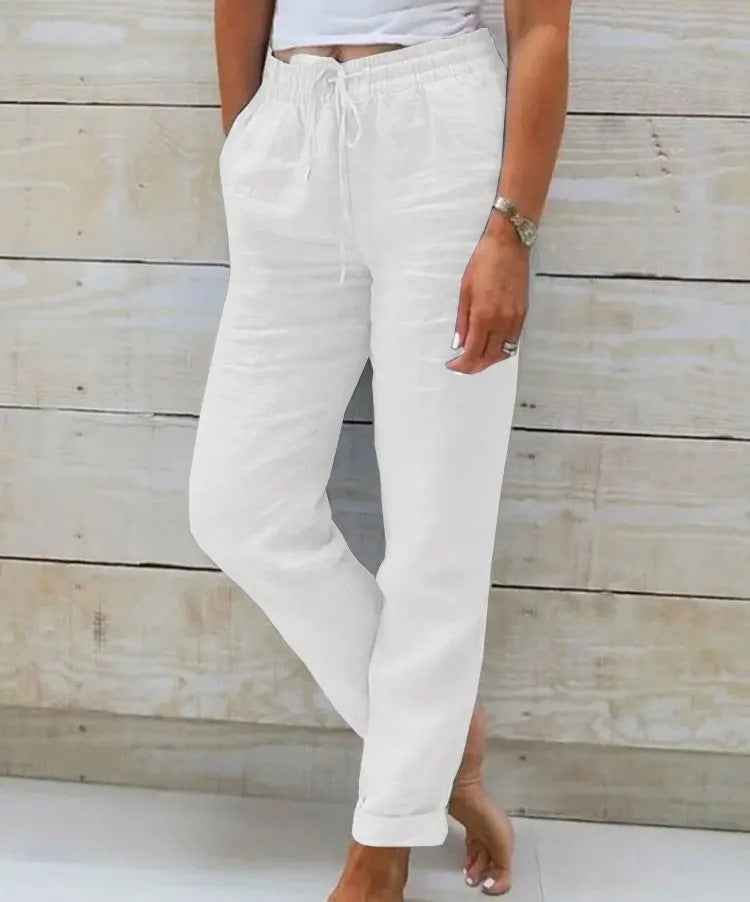Pantalon décontracté en coton et lin pour femmes - Oyso - ma