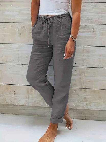 Pantalon décontracté en coton et lin pour femmes - Oyso - ma