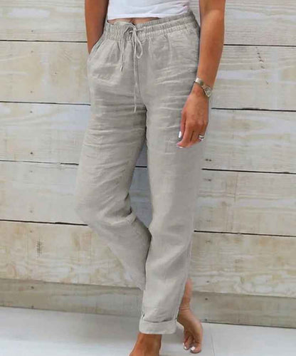 Pantalon décontracté en coton et lin pour femmes - Oyso - ma