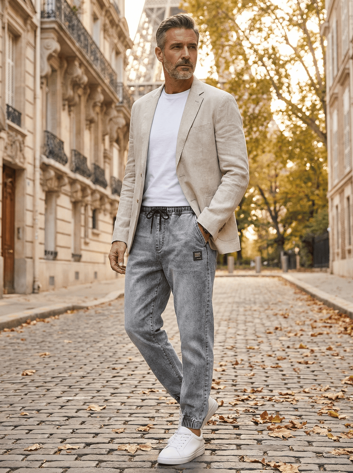 Pantalon en denim en coton micro - élastique - Oyso - ma
